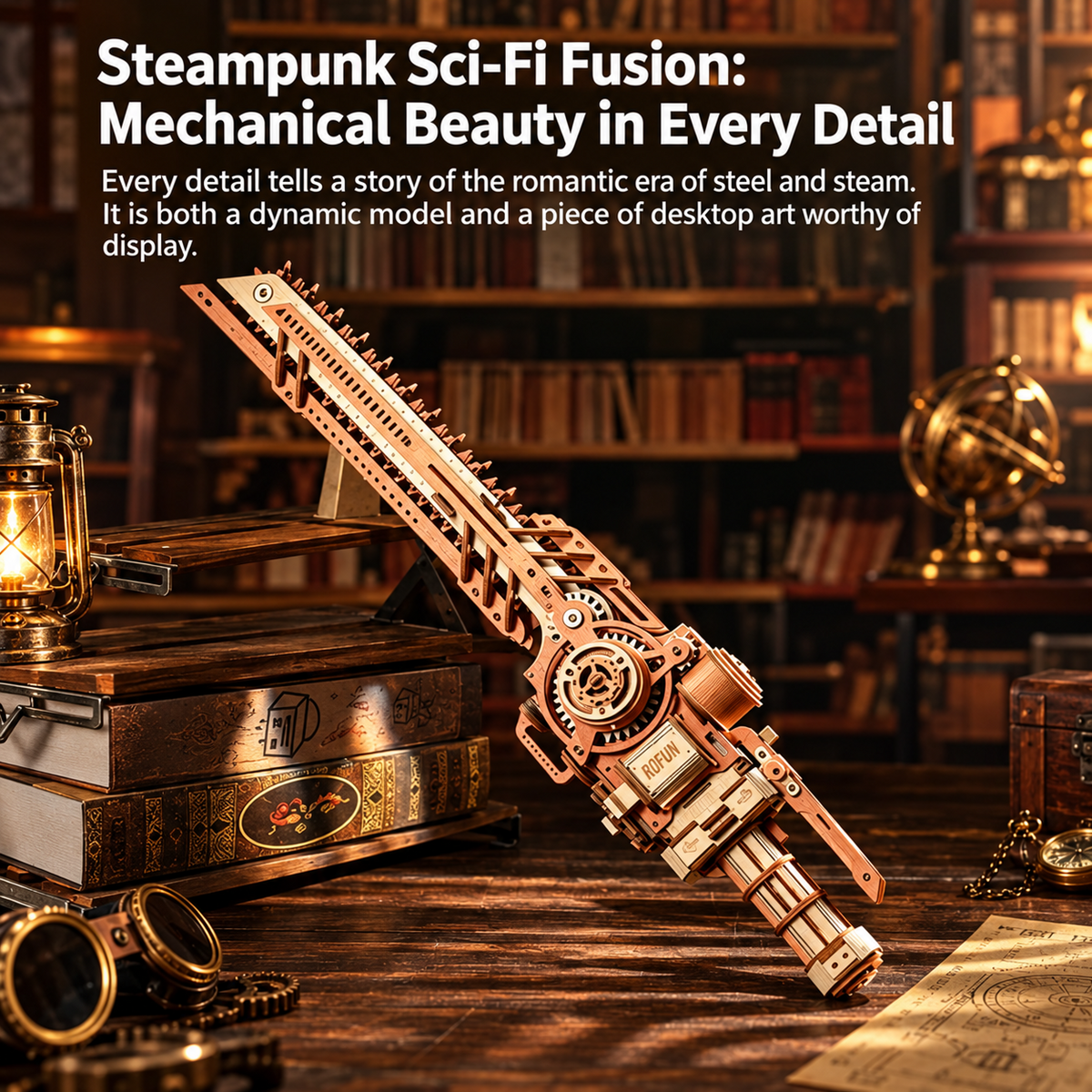 Steampunk Wooden Chainsaw Model