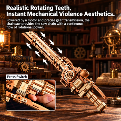 Steampunk Wooden Chainsaw Model