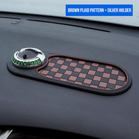 Brown Plaid Pattern + Silver Holder