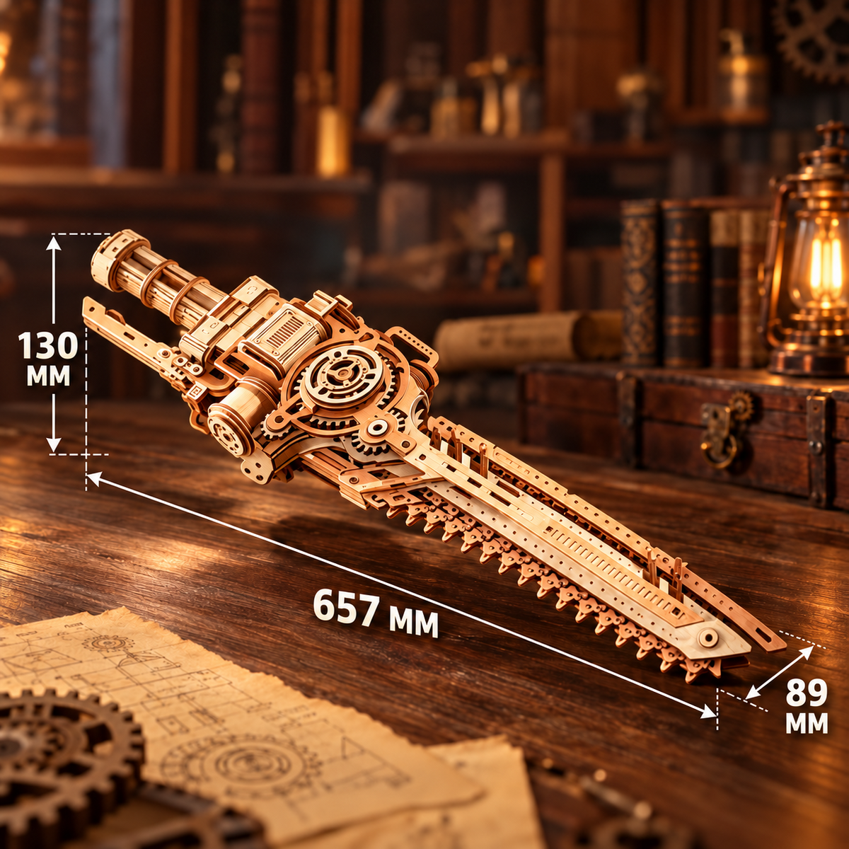 Steampunk Wooden Chainsaw Model