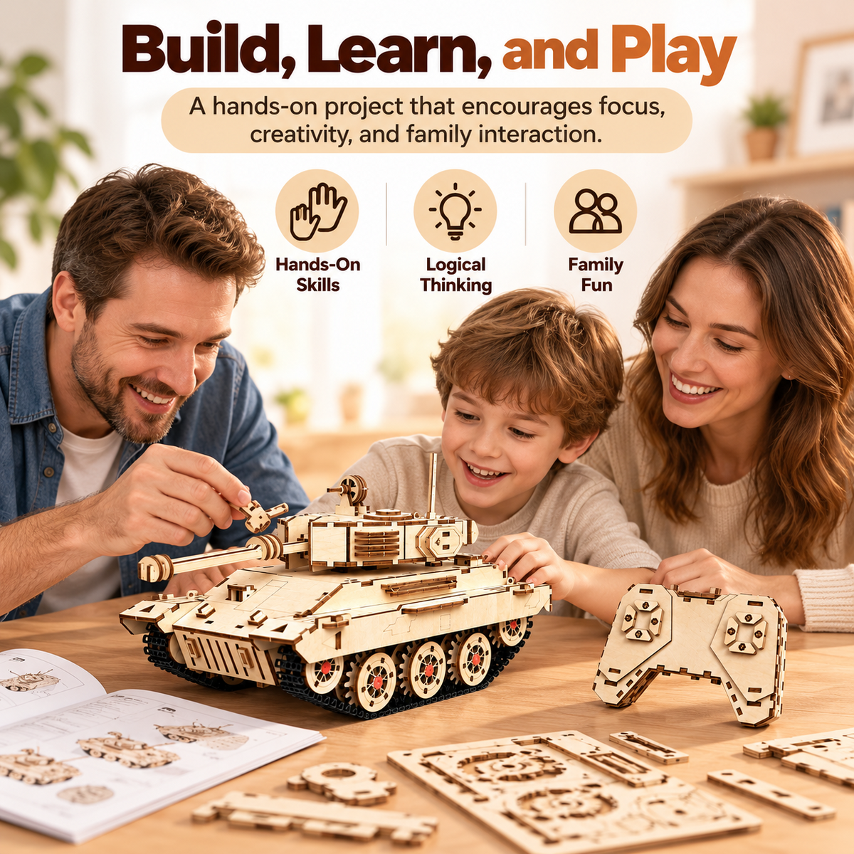 Wooden RC Tank Building Kit