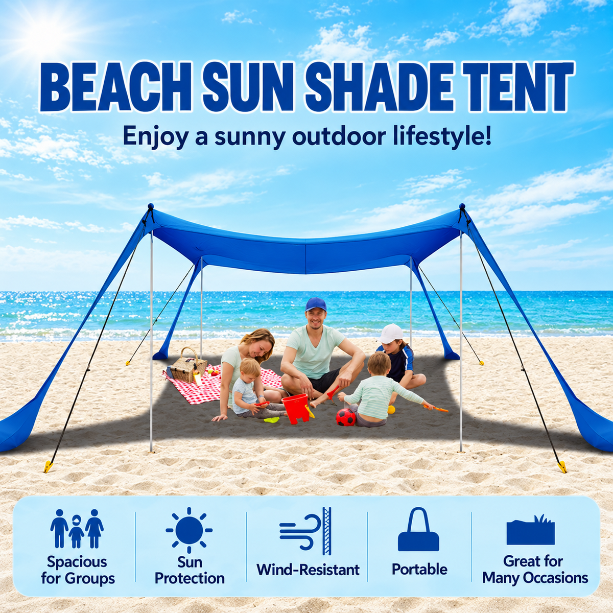 ShadeFlex™ – Portable Beach Canopy