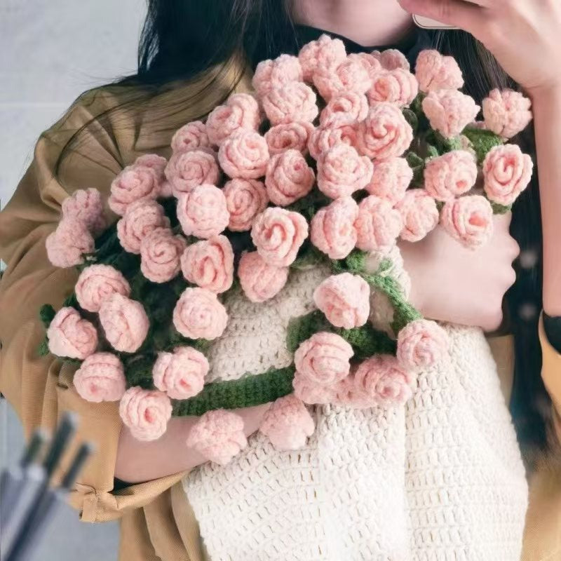 Hand Knitted Rose Blanket