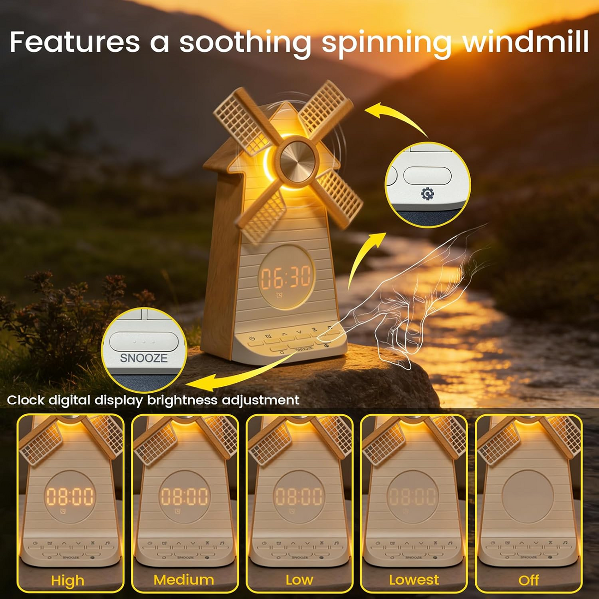 Windmill Sleep Clock 3-in-1
