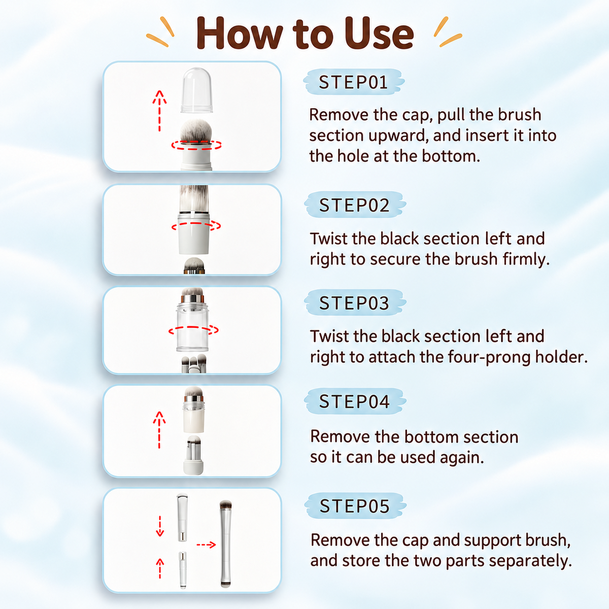 6-in-1 Travel Makeup Brush