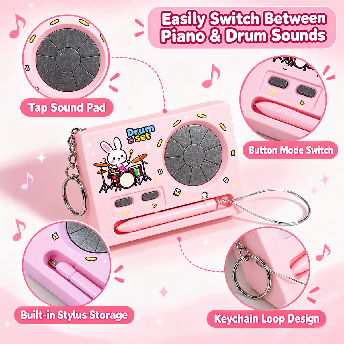 Mini Electronic Drum Keychain
