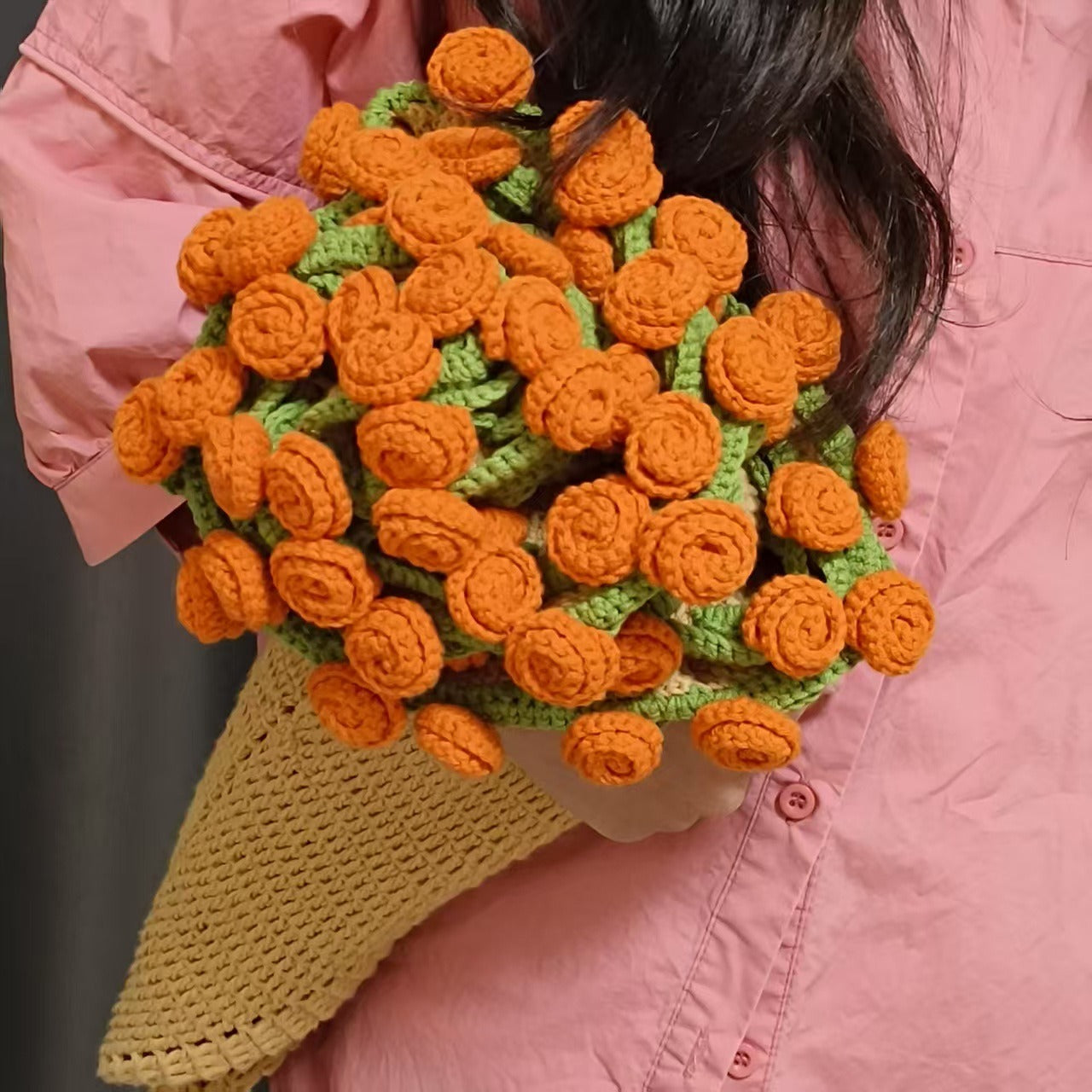 Hand Knitted Rose Blanket