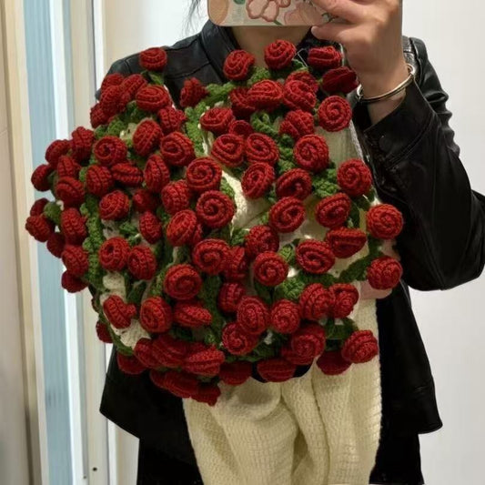 Hand Knitted Rose Blanket