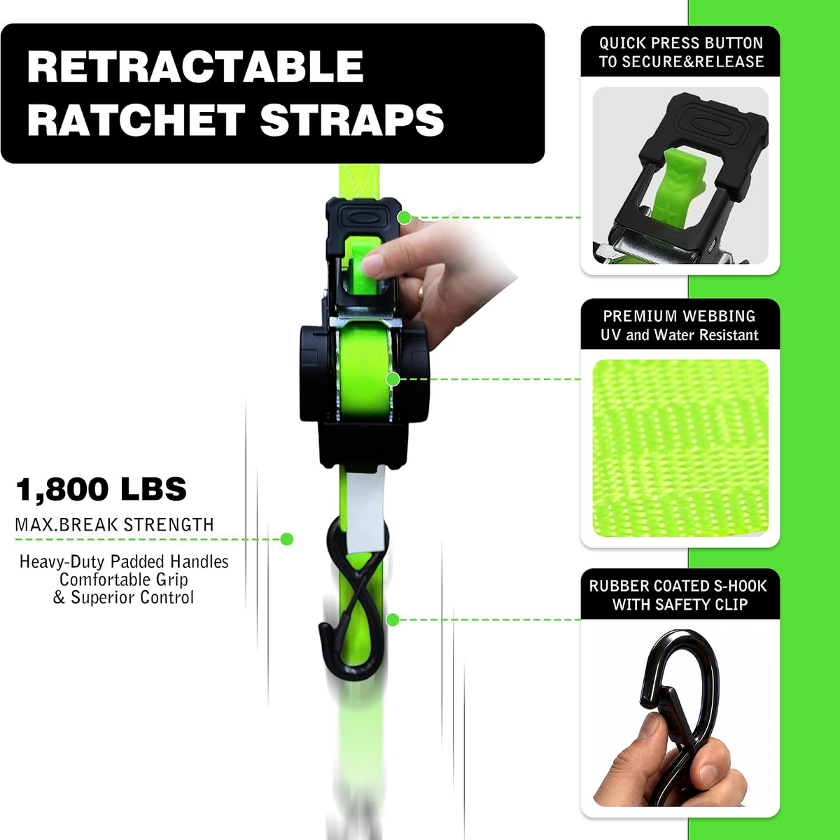 Auto-Retract Tie Down Straps
