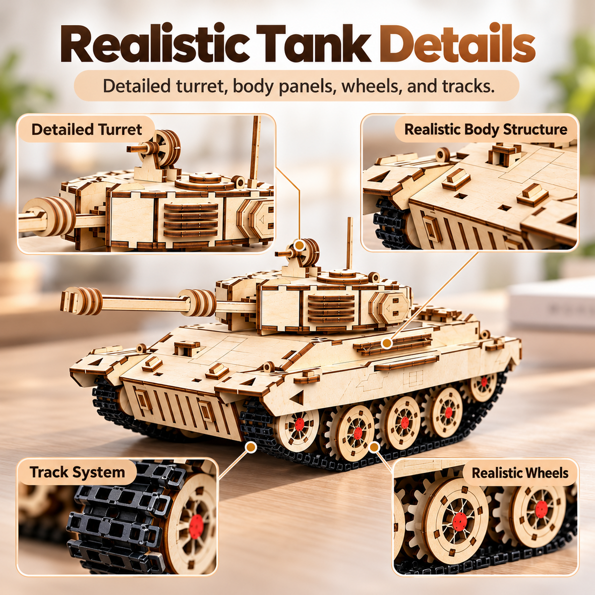 Wooden RC Tank Building Kit